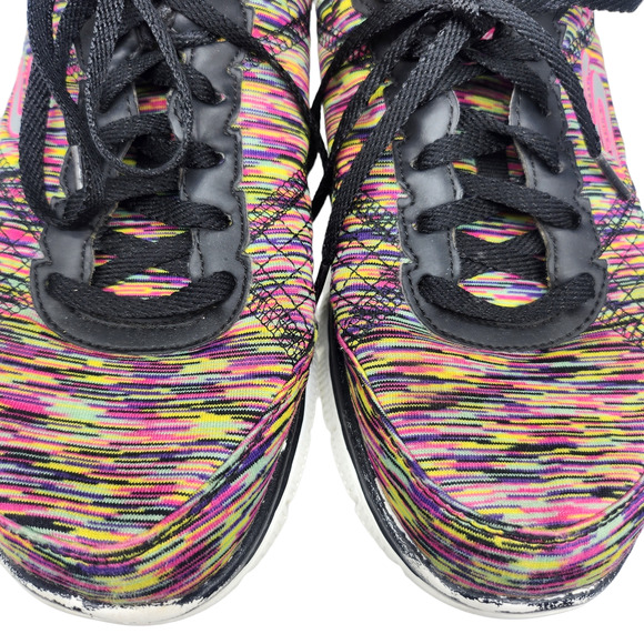 Skechers Shoes Womens 8 Rainbow Striped Neon Abstract Lite Weight Tennis Running - Picture 5 of 11